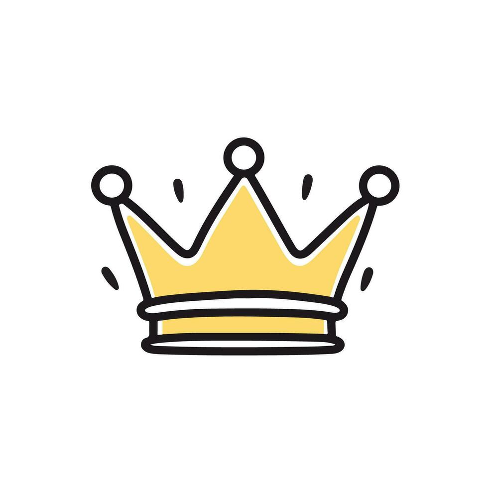 Golden crown cute sketch doodle. Vector illustration