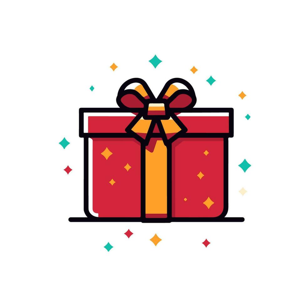 Christmas gift box, flat vector illustration