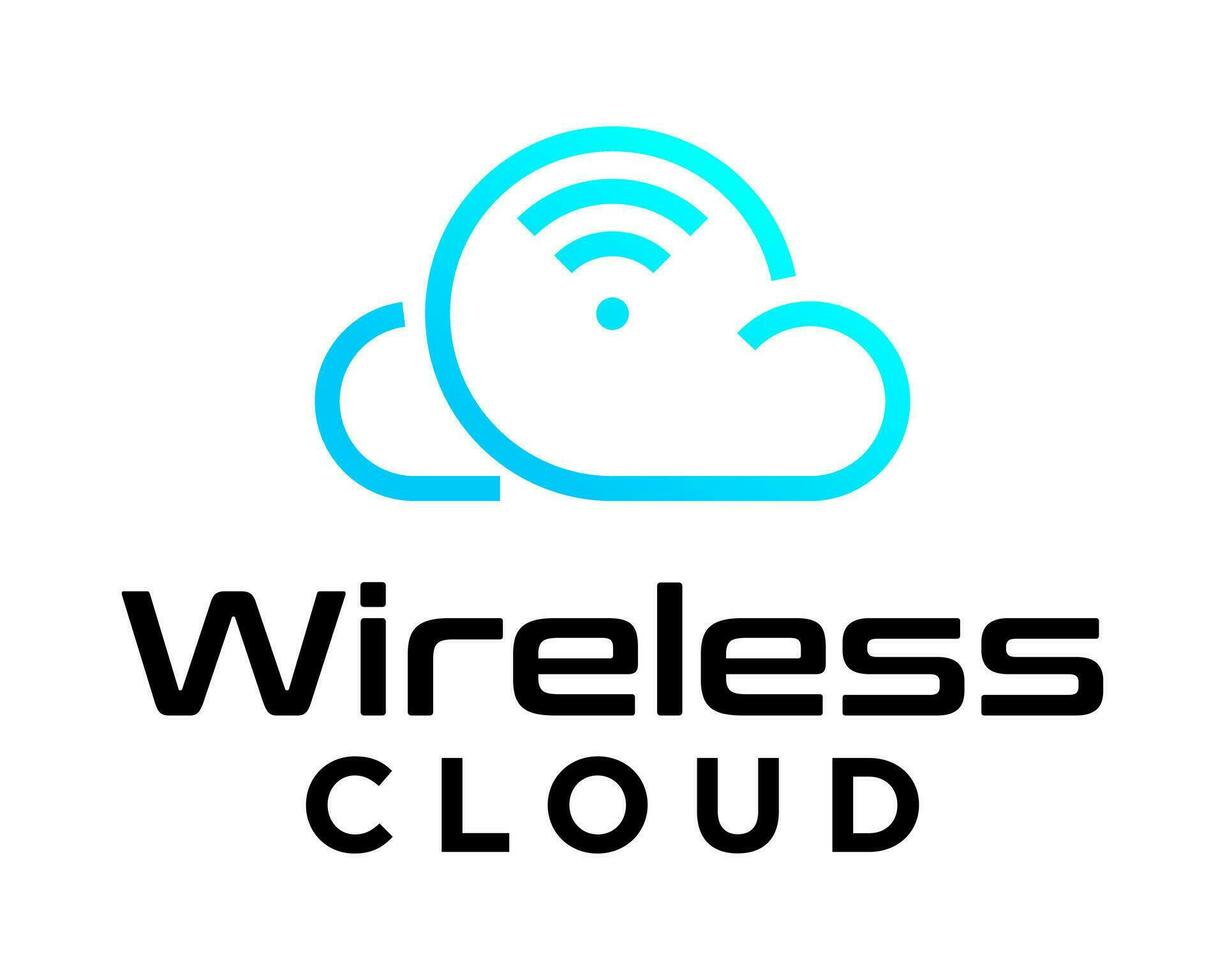 Wireless connection cloud storage technology logo design. vector