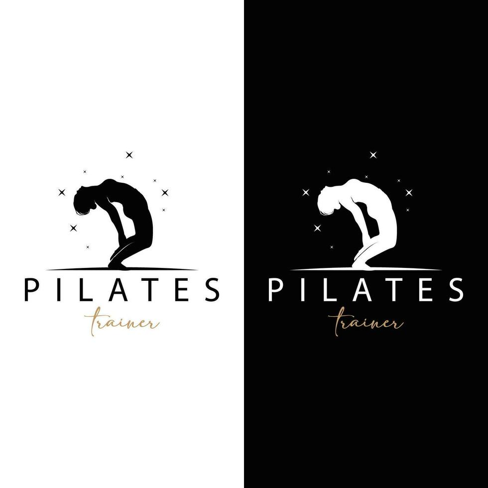 Pilates Pose Logo, Yoga Logo Design Vector Template Illustration