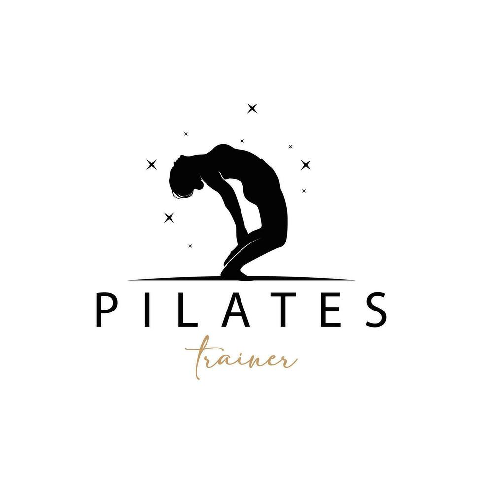 Pilates Pose Logo, Yoga Logo Design Vector Template Illustration