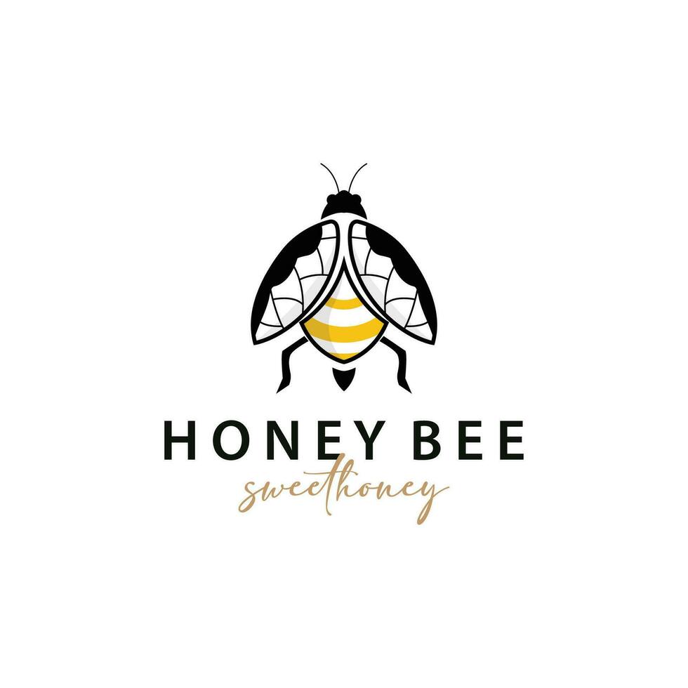Honey Bee Logo Design Insect Vector Illustration Template