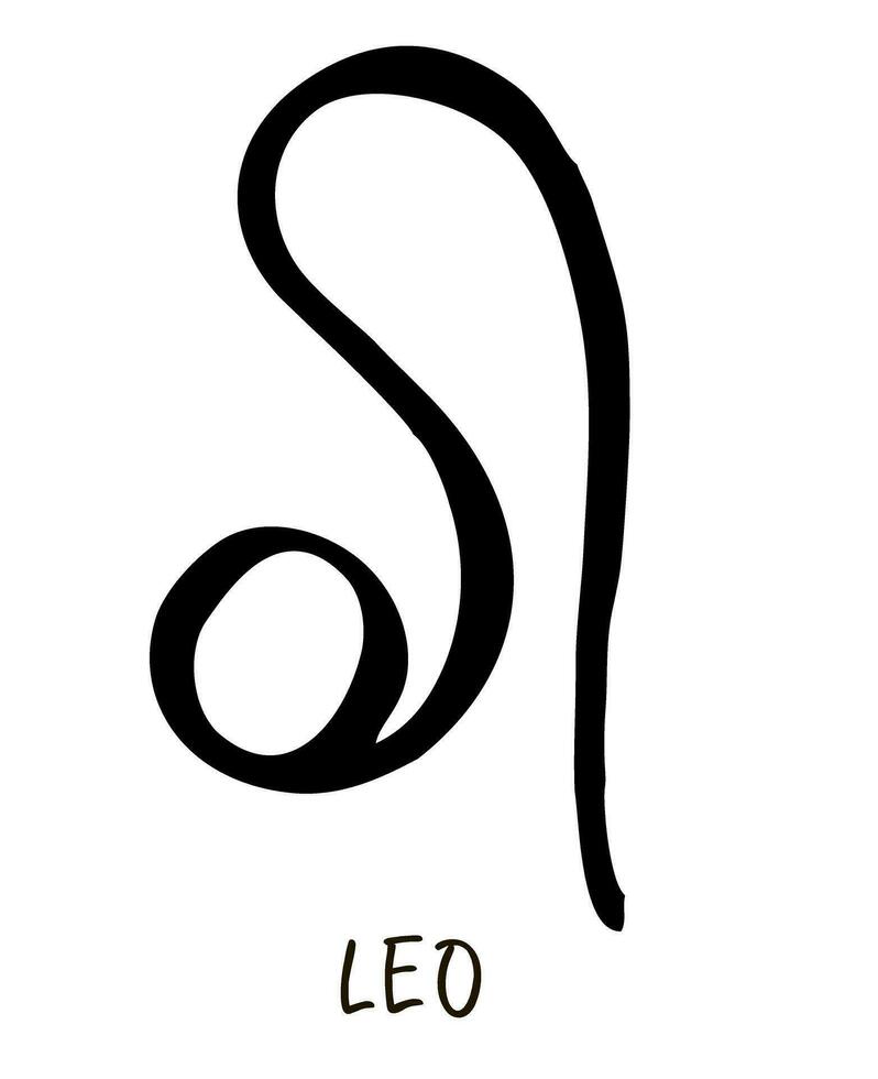 Astrological Leo zodiac sign. Hand drawn vector illustration. Simple ink sketch art. Horoscope sign. Black color