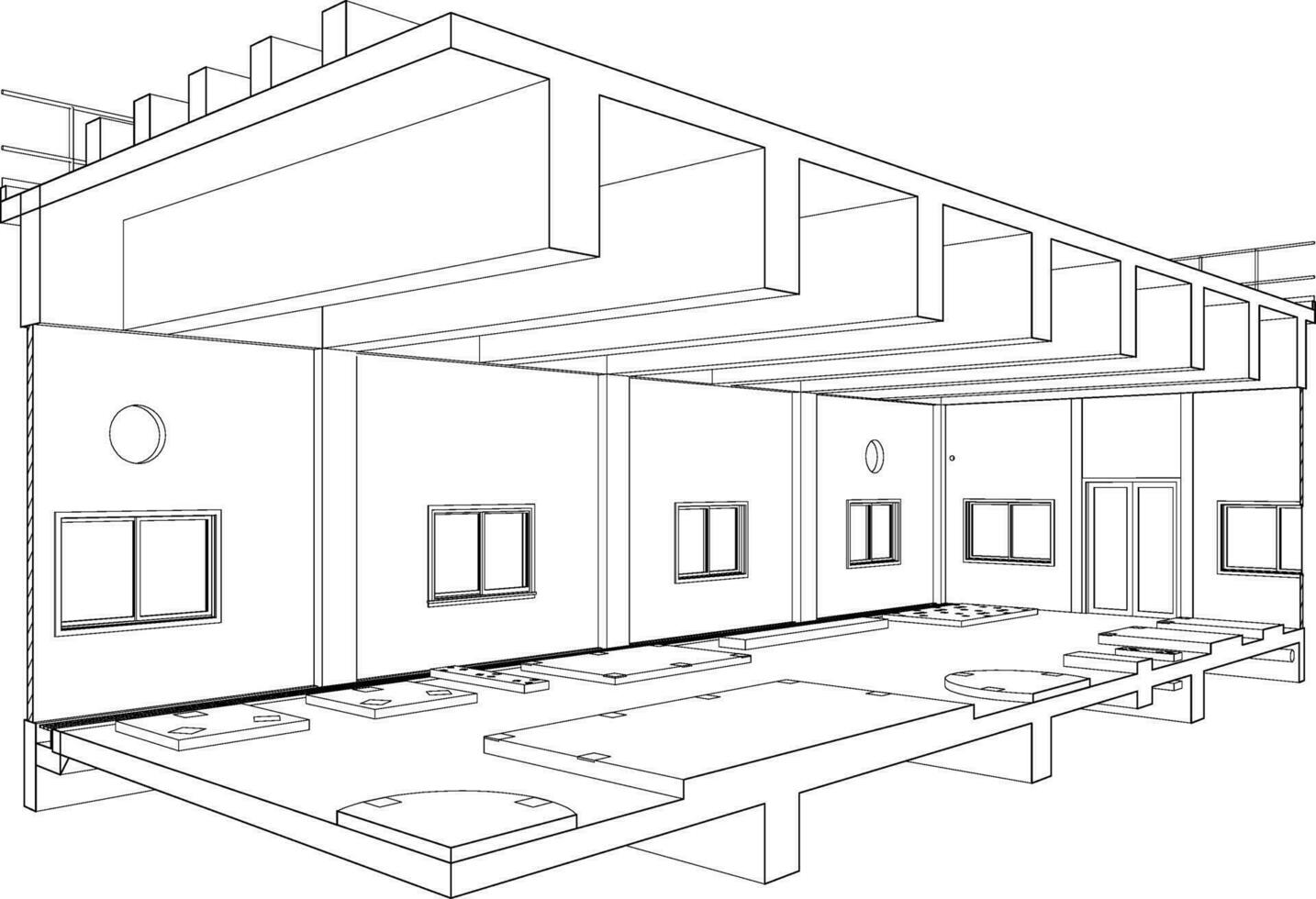 3D illustration of industrial building vector