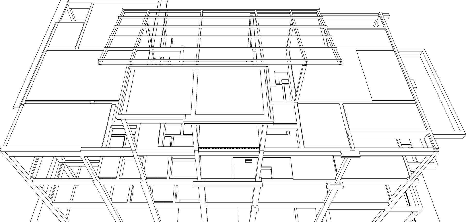 3D illustration of building structure vector