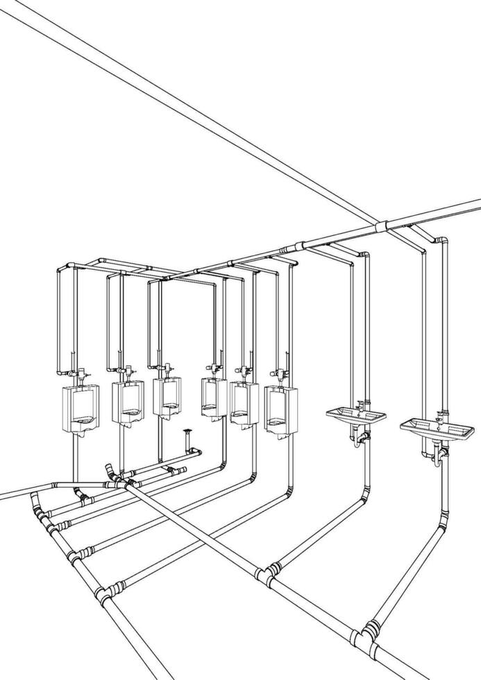 3D illustration of building piping vector