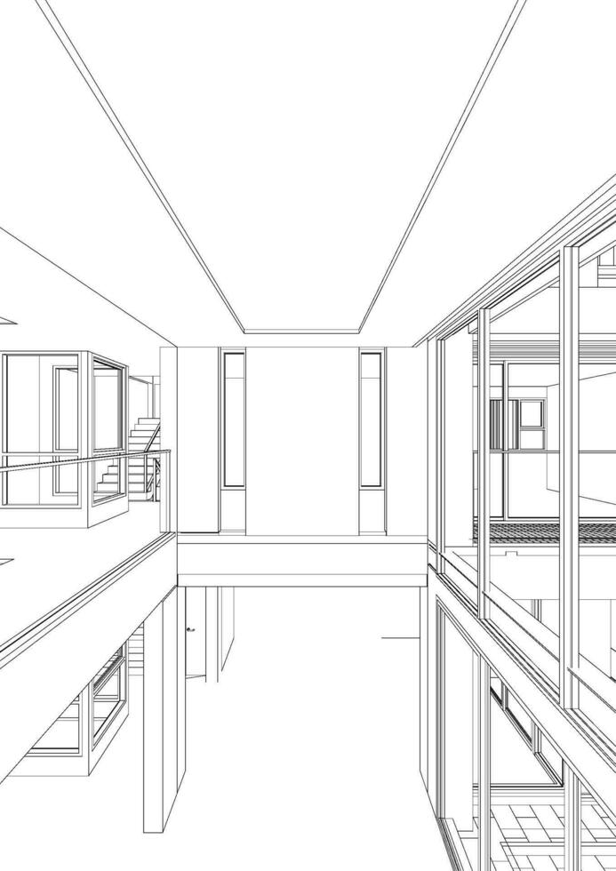 3D illustration of building project vector