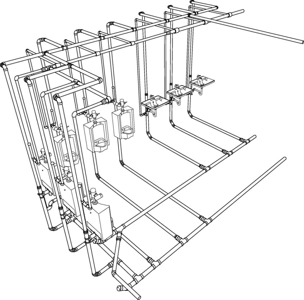 3D illustration of building piping vector