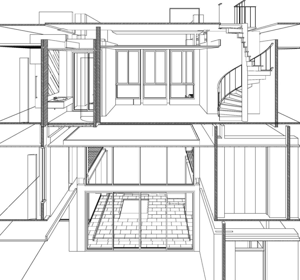 3d ilustración de residencial proyecto vector