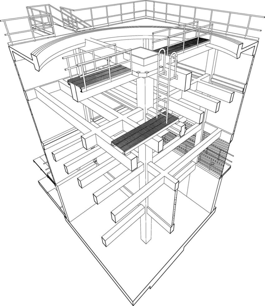 3D illustration of industrial building vector