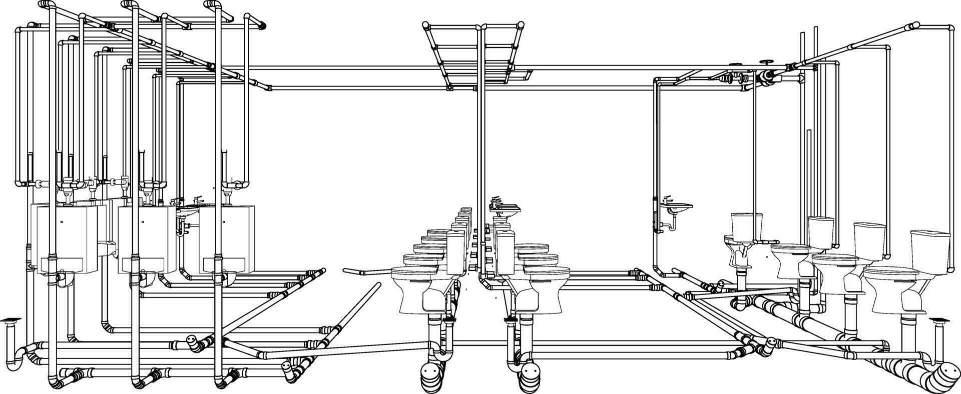 3D illustration of building piping vector