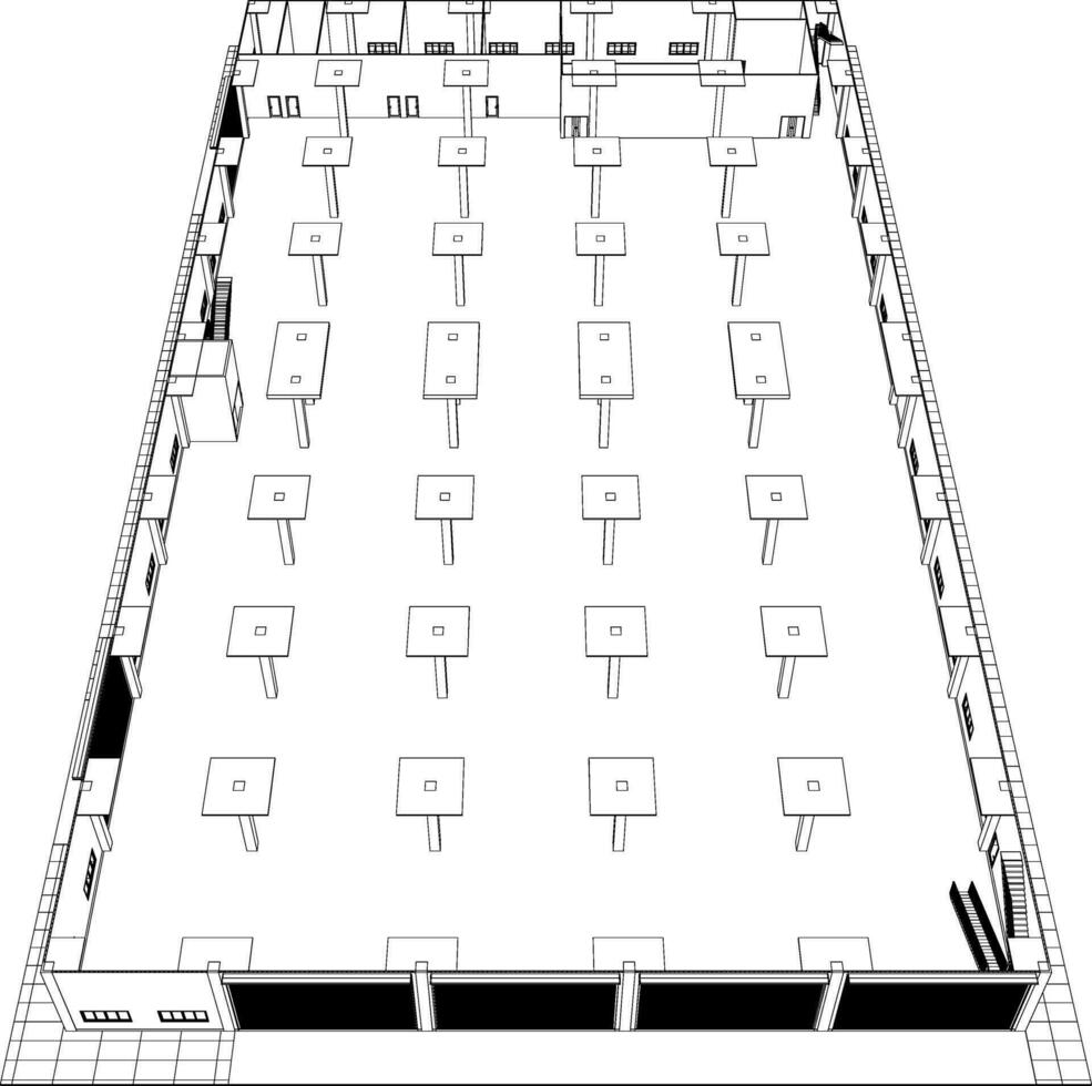 3D illustration of industrial building vector