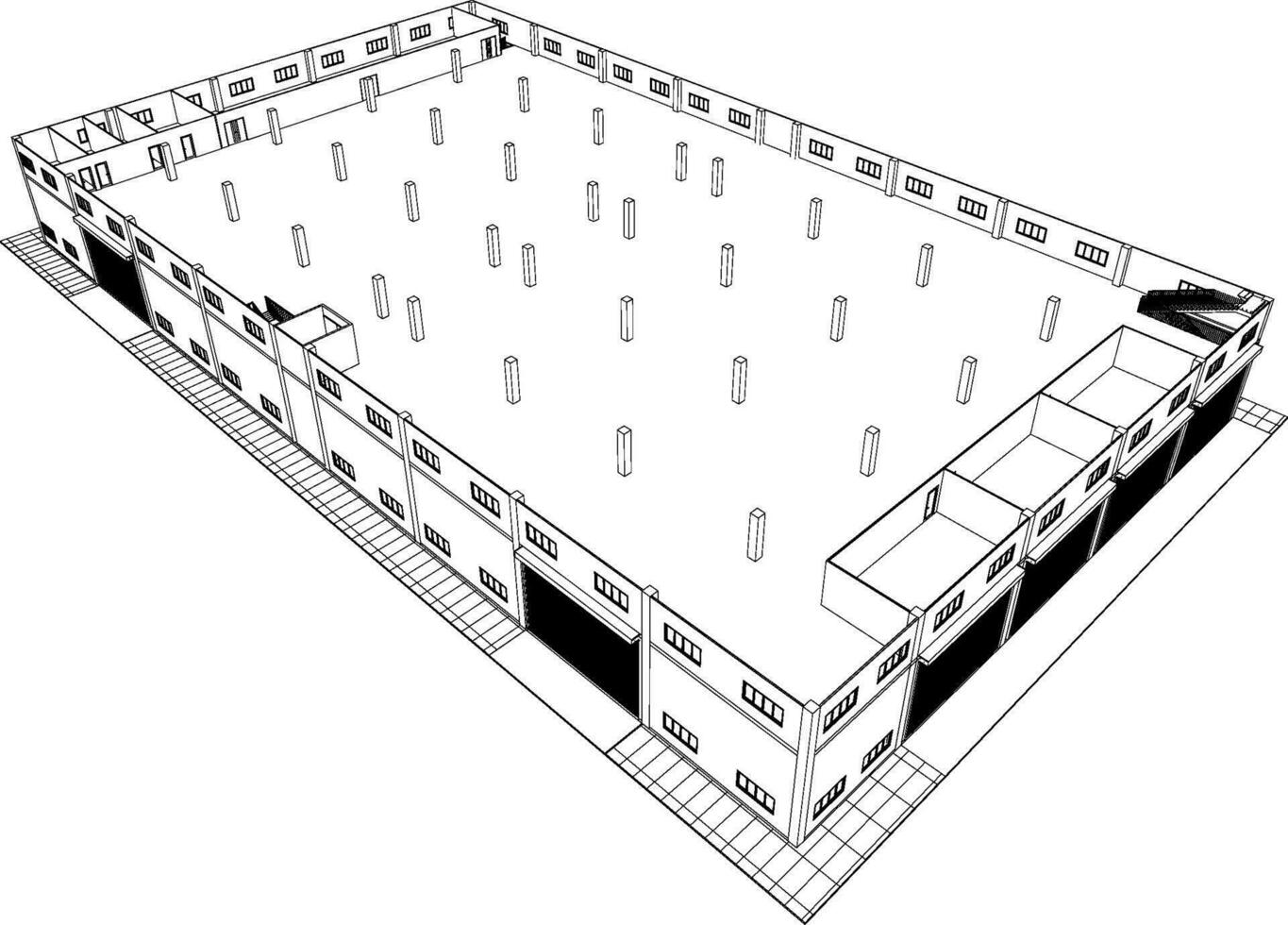 3D illustration of industrial building vector