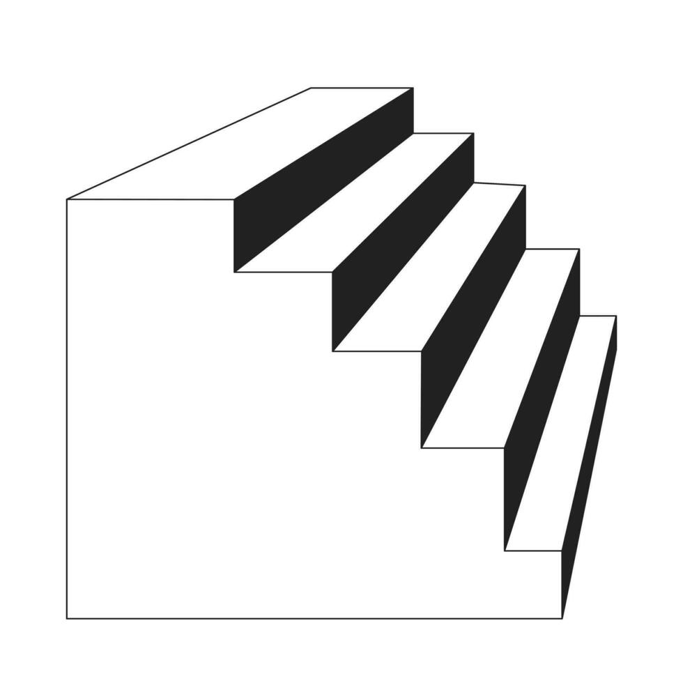 Stairs structure black and white 2D cartoon object. Follow up. Stairway isolated vector outline item. New career path. Climbing. Up and down moving structure monochromatic flat spot illustration