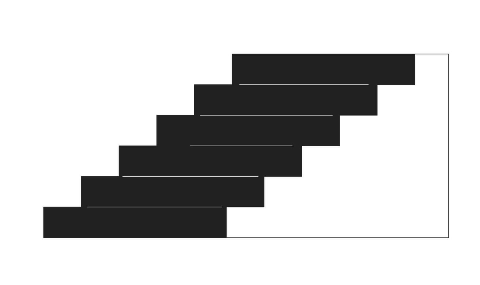 Side view aspirations stairway black and white 2D cartoon object. Stair way isolated vector outline item. New perspective. Climb achievement. Up and down structure monochromatic flat spot illustration