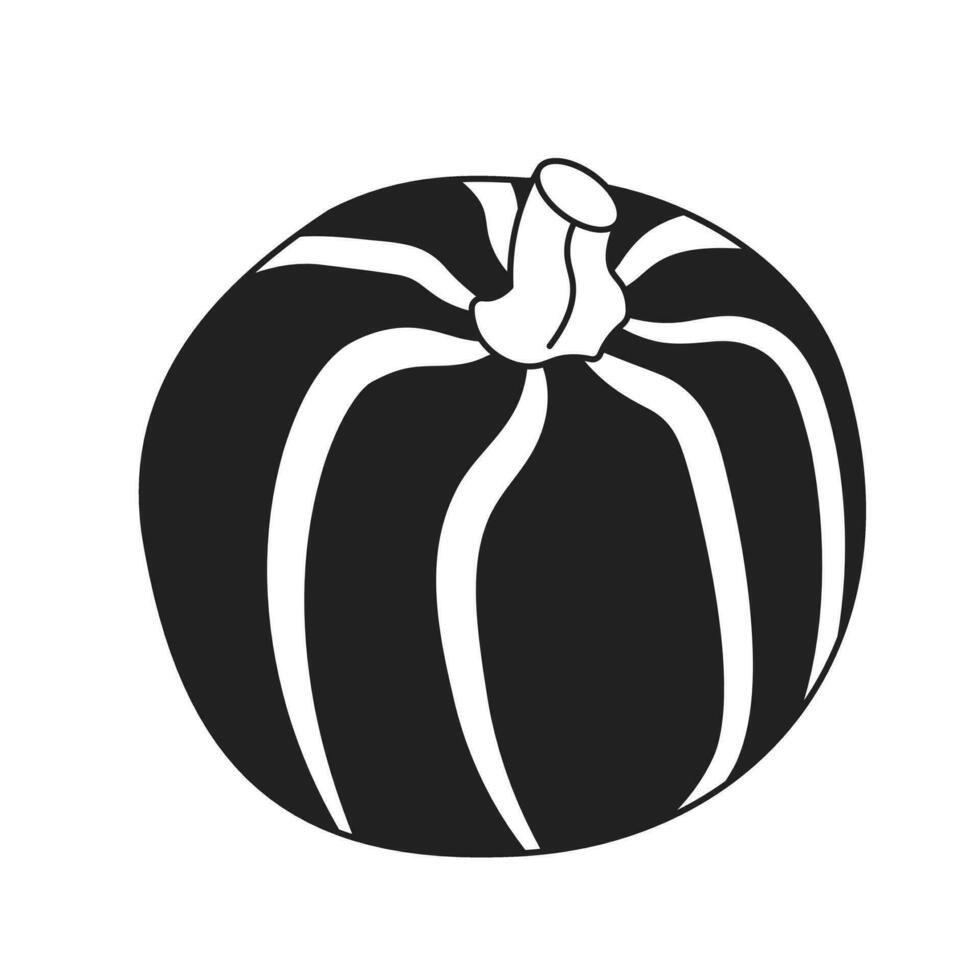 Organic pumpkin thanksgiving black and white 2D cartoon object. Autumn harvest festival. Vegetable veggie isolated vector outline item. Fall season. Autumnal monochromatic flat spot illustration