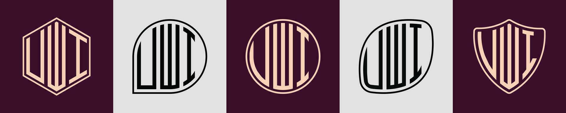creativo sencillo inicial monograma uwi logo diseños vector