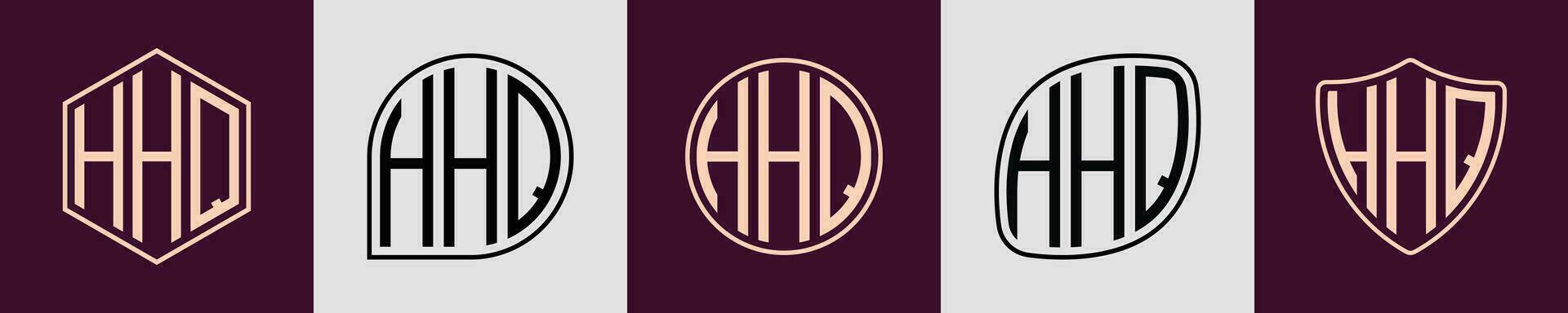 creativo sencillo inicial monograma hhq logo diseños vector