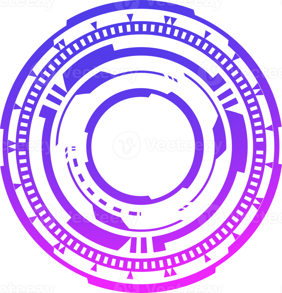 hud futuristische element. abstract optisch neon doel. cirkel meetkundig vorm voor virtueel koppel en spellen. camera zoeker voor scherpschutter wapen. png