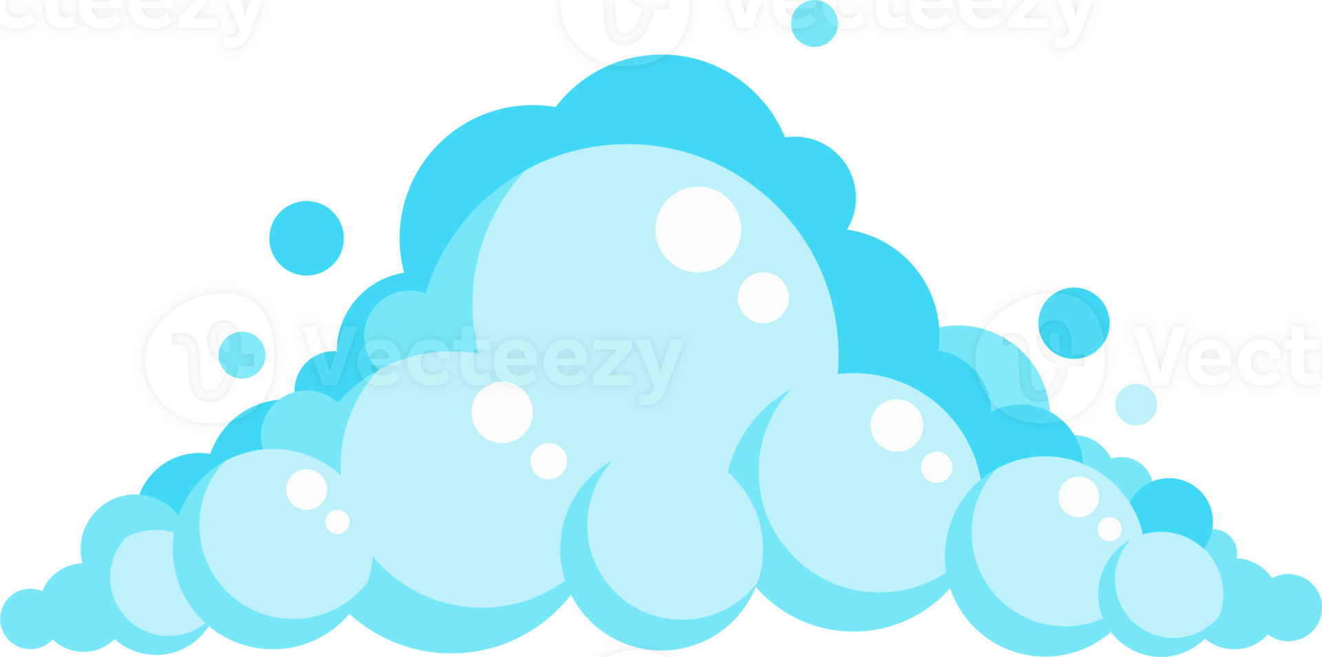 Cartoon soap foam set with bubbles. Light blue suds of bath, shampoo, shaving, mousse. png