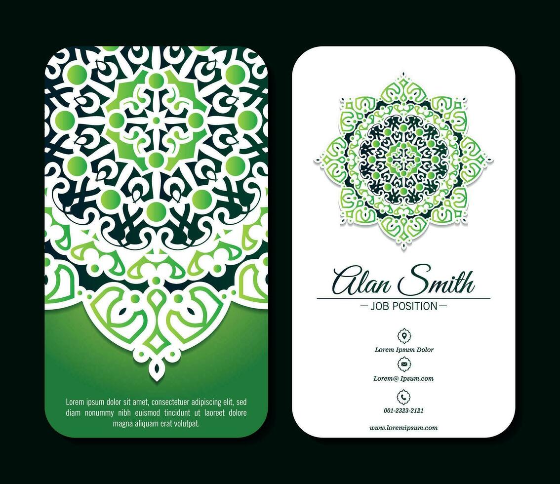 elegante tarjeta de visita mandala verde vector