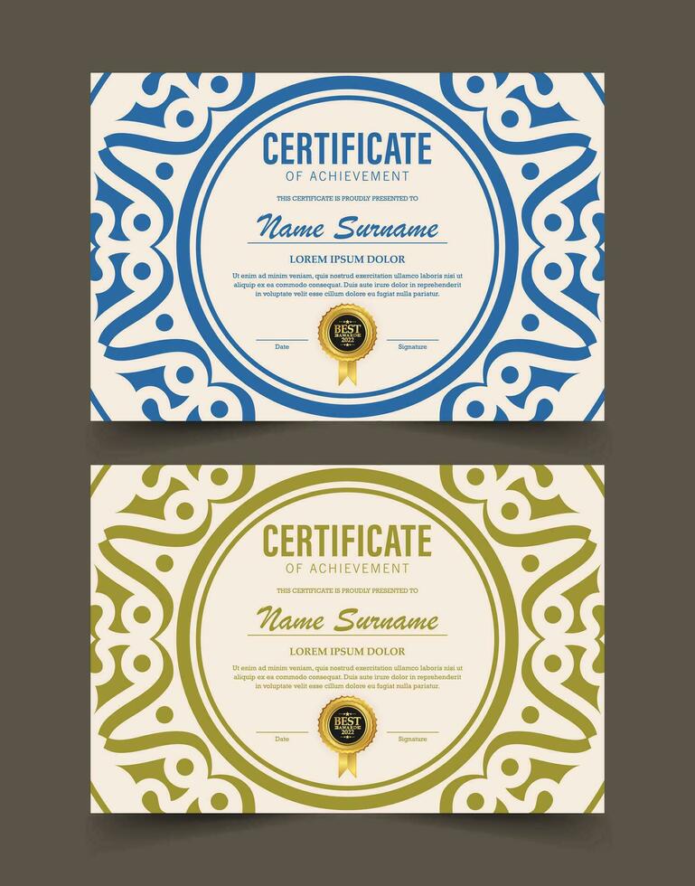 Achievement certificate best award diploma vector