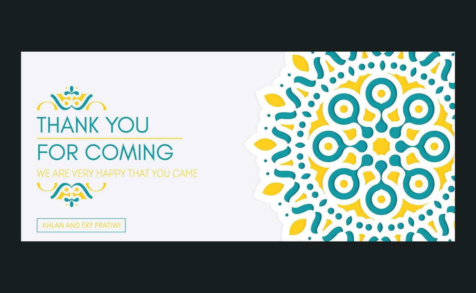 colorful mandala style wedding thank you cards vector