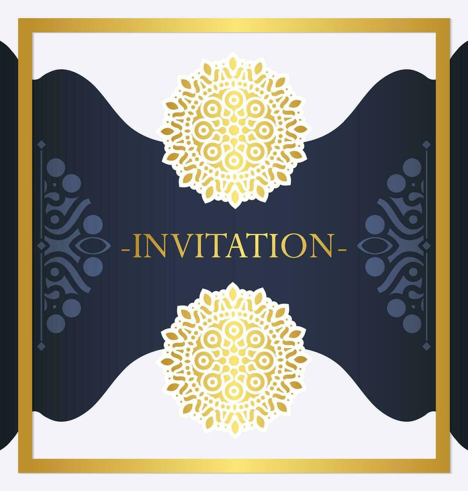 elegant blue mandala style invitation vector