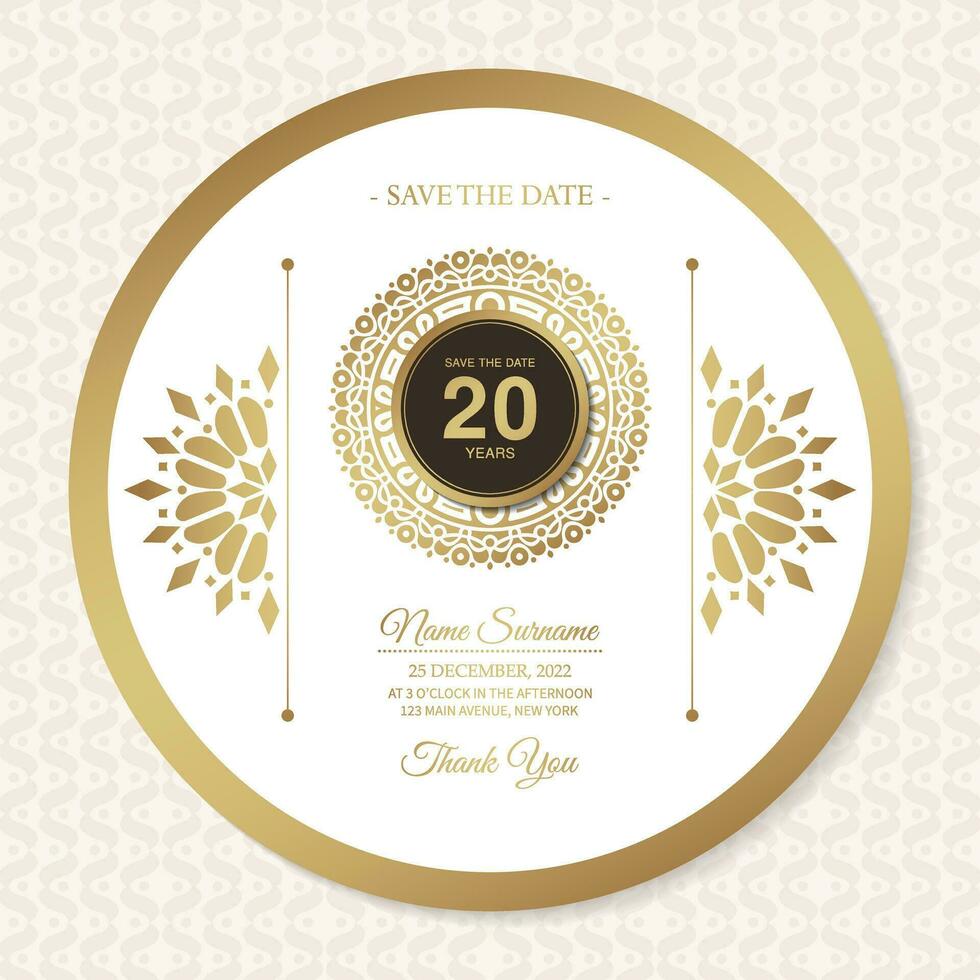 elegant gold birthday invitation template vector