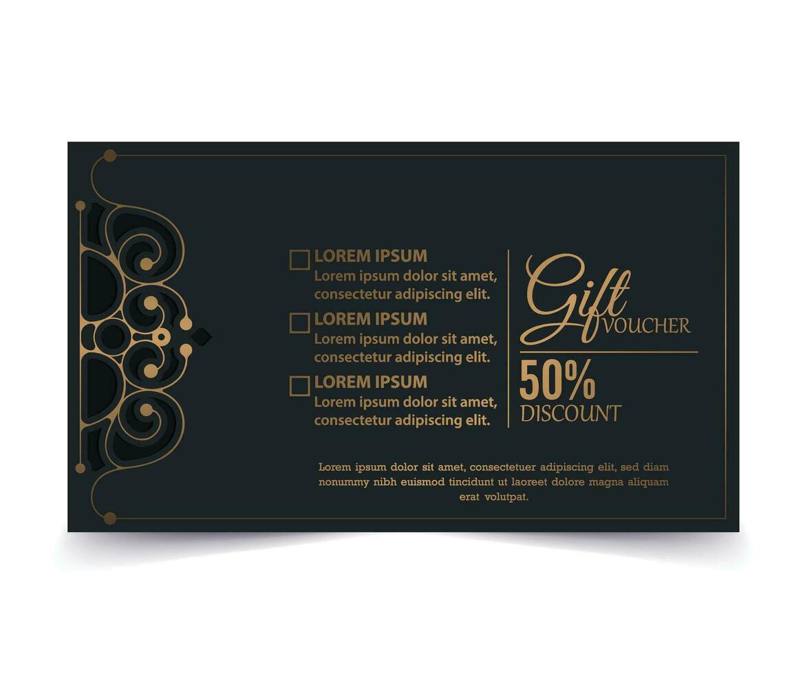 Luxury gold mandala gift voucher template vector