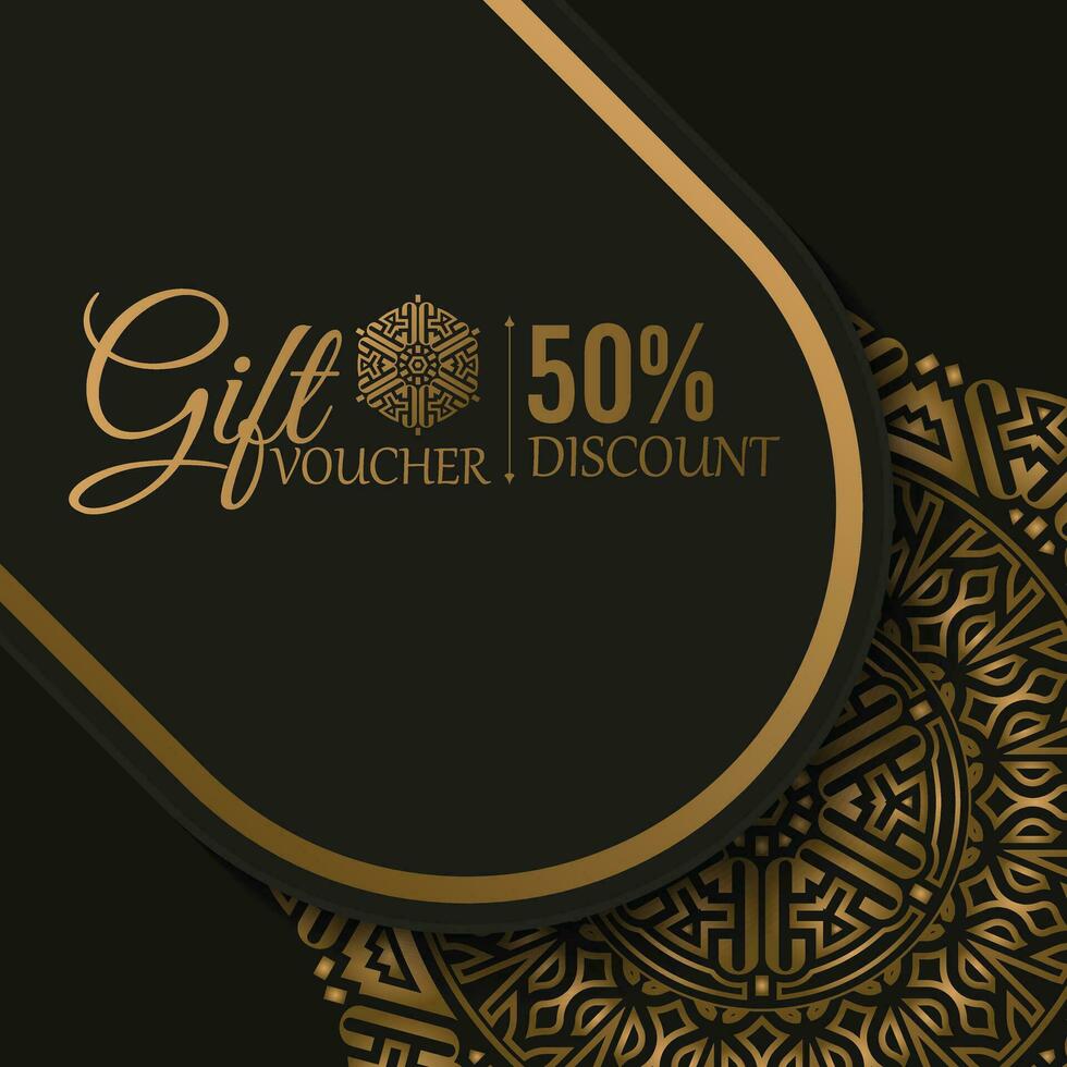 Luxury gold mandala gift voucher template vector