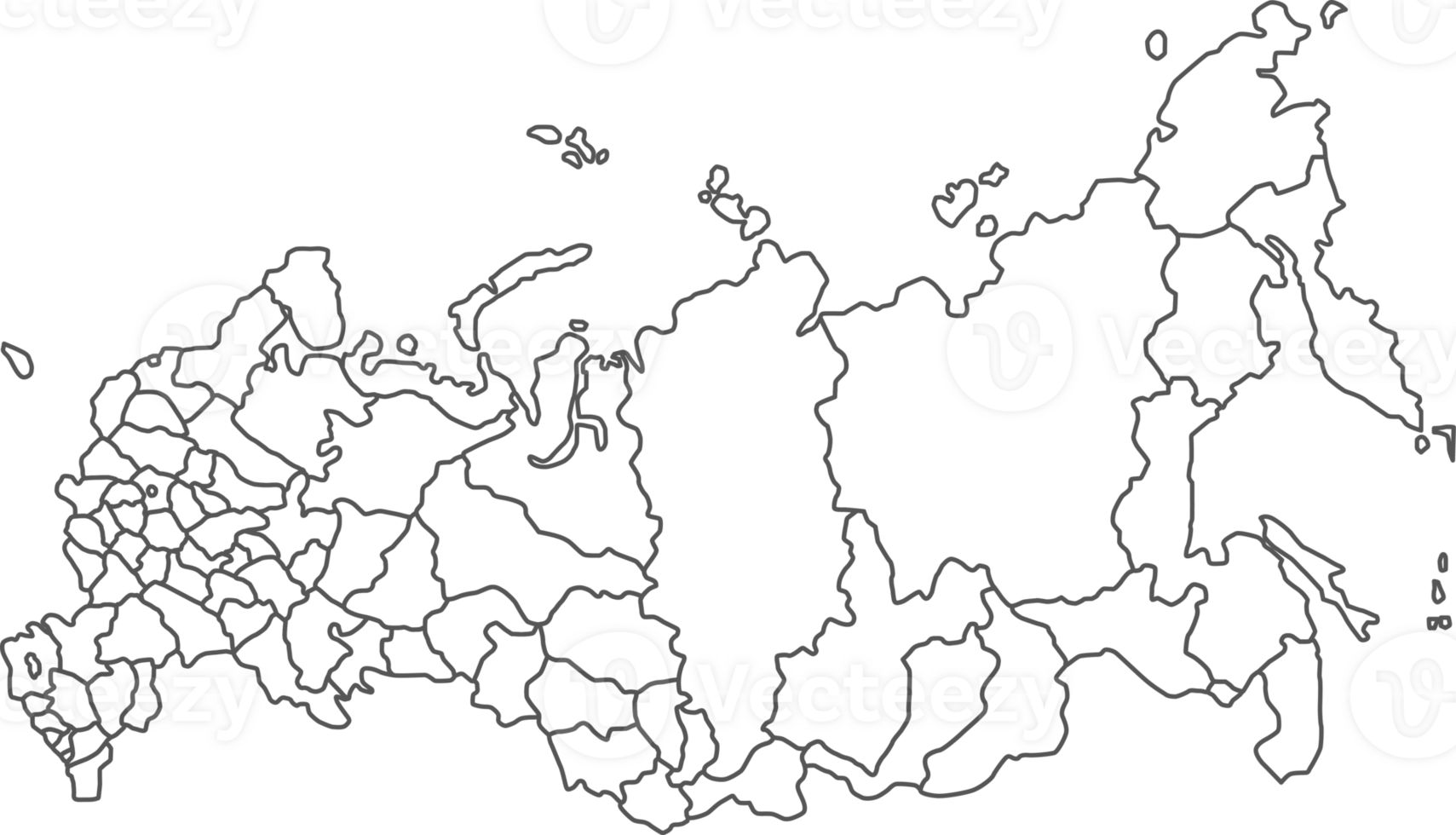Map of Russia with detailed country map, line map. 30347517 PNG