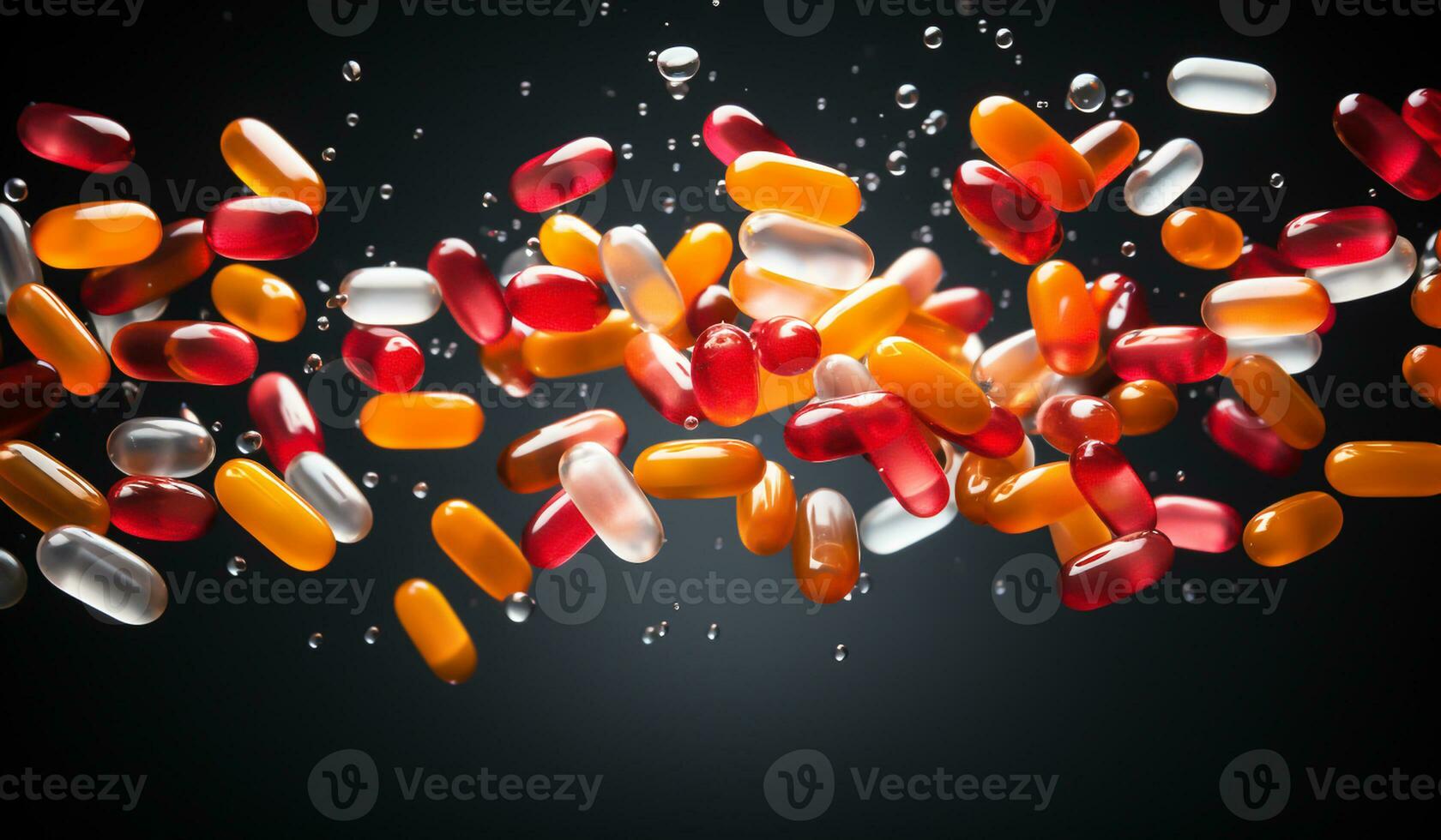 Background with floating pills. AI generated photo