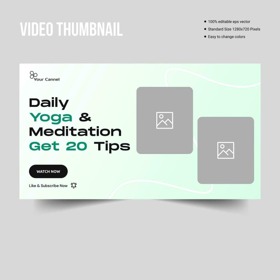 Minimal yoga and meditation video thumbnail design, fully editable vector eps 10 file format