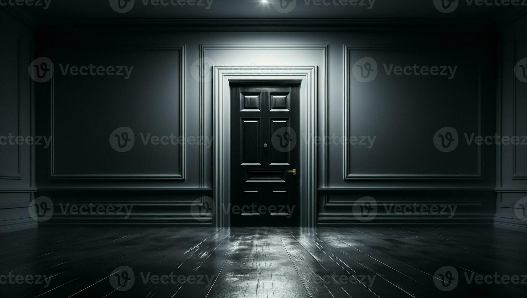 Door to the light at night. AI generated photo