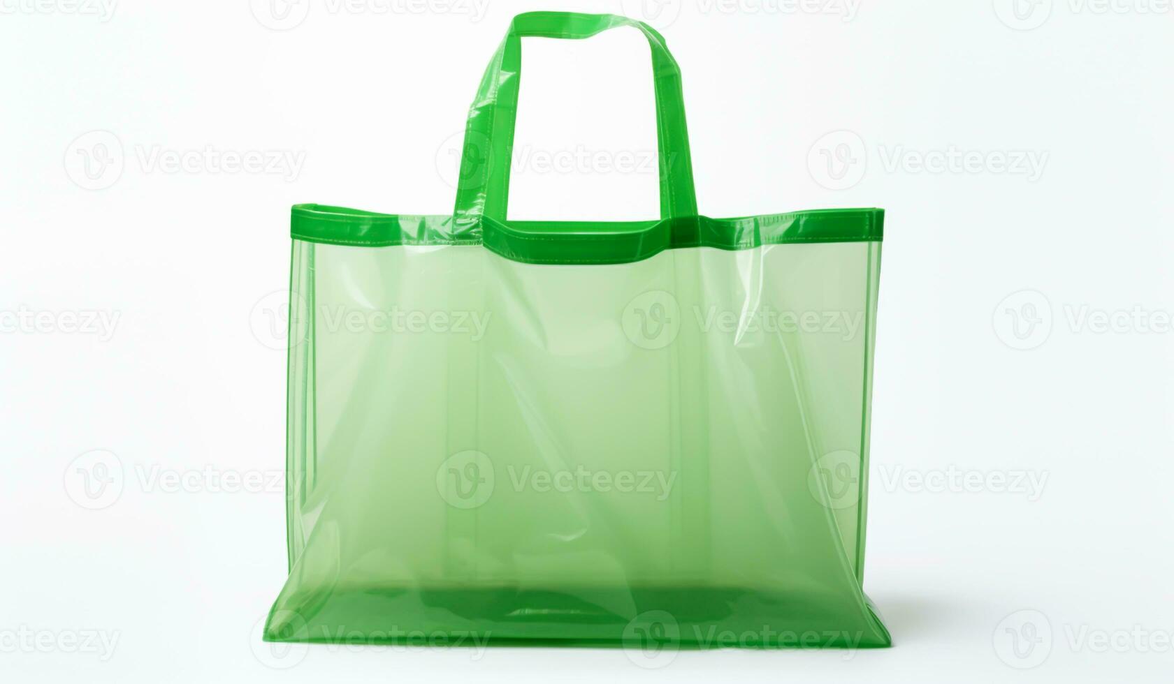 Green plastic shopping bag. AI generated photo