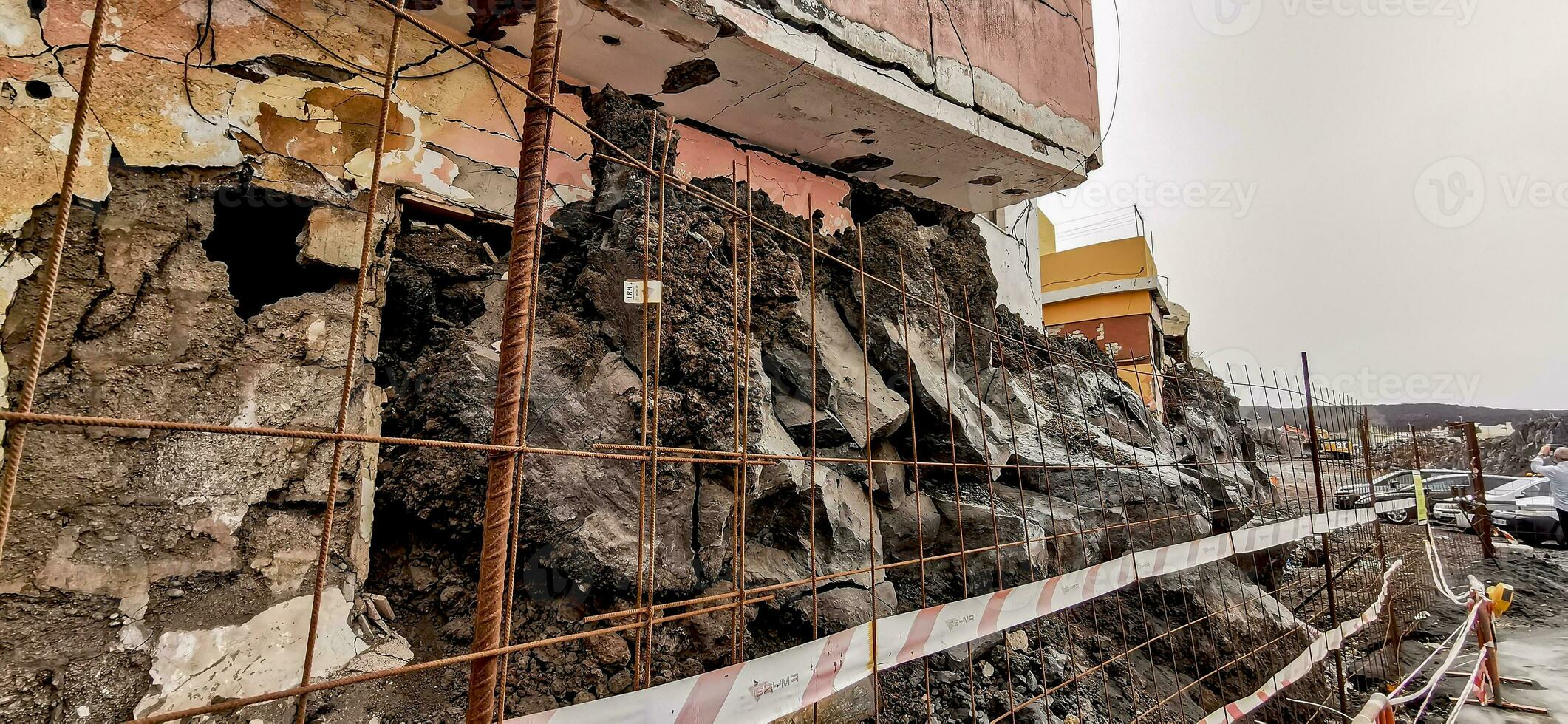 Building destroyed by the volcanic lava flow from the Cumbre Vieja volcano, on the island of La Palma photo