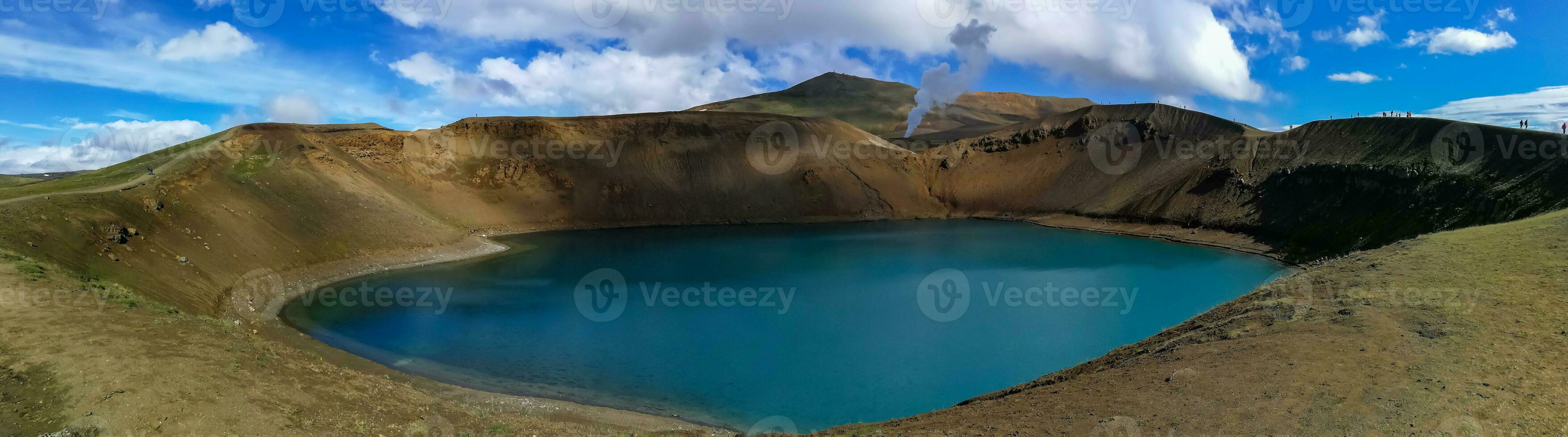 Blue lagoon in the crater of the Viti volcano, more than 300 meters in diameter, in Iceland photo