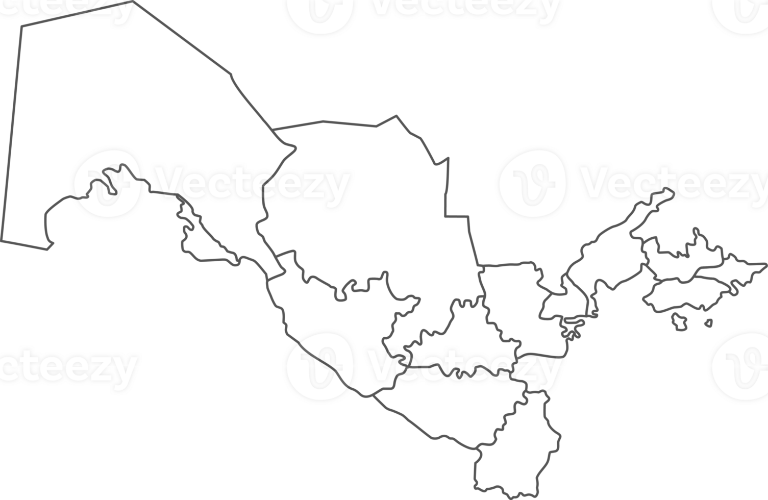 Map of Uzbekistan with detailed country map, line map. png