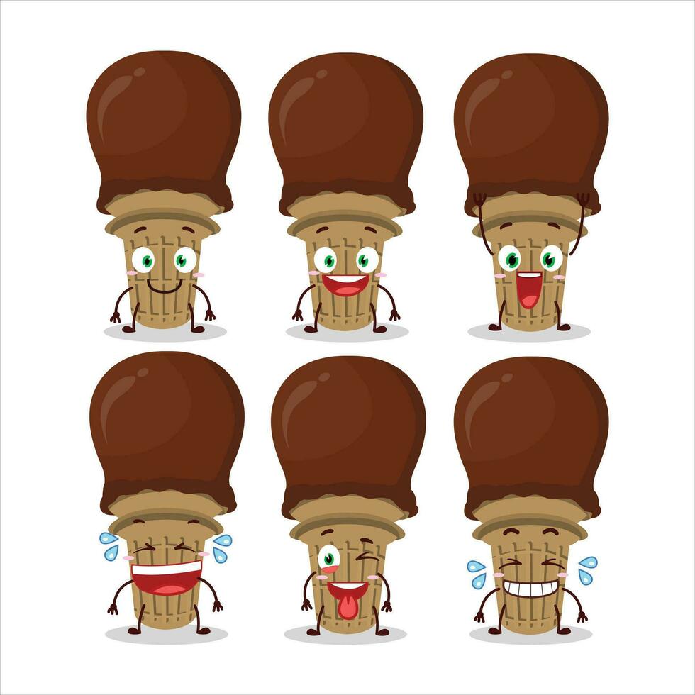 Cartoon character of ice cream chocolate with smile expression vector