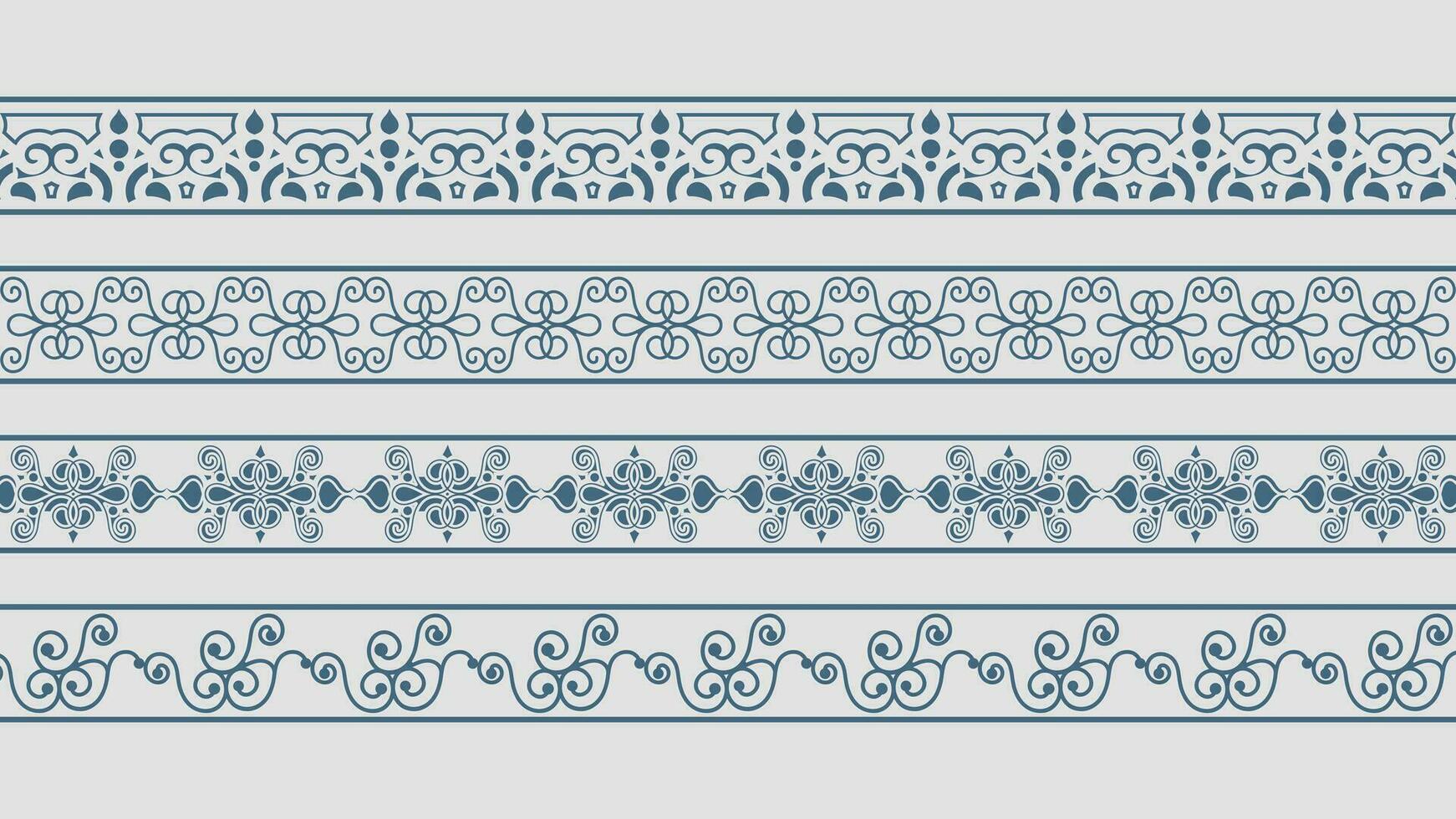 ornament style ethnic seamless borders set vector