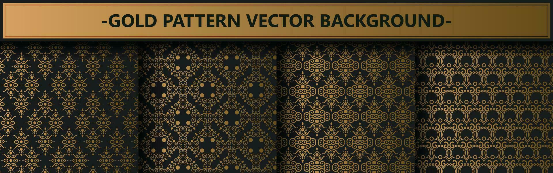 Collection gold and black seamless pattern background vector