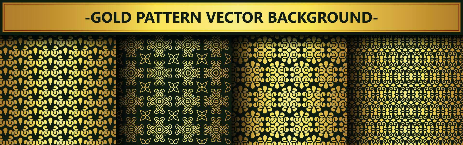 Collection gold and black seamless pattern background vector