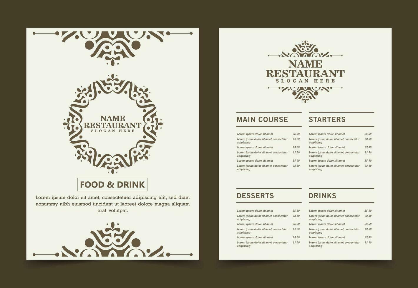 Menu Layout with ornamental Elements vector