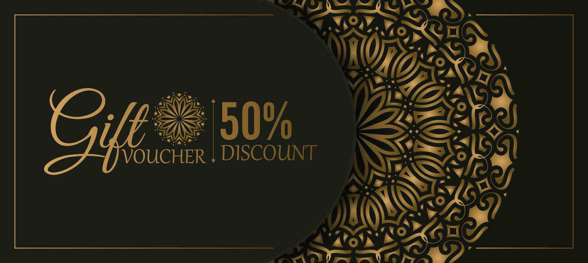 Luxury gold mandala gift voucher template vector