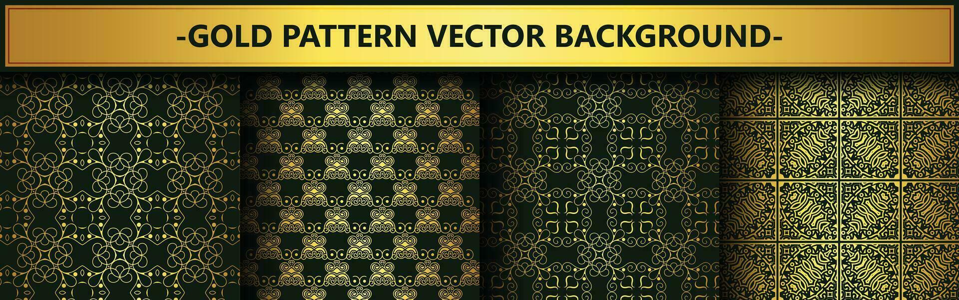 Collection gold and black seamless pattern background vector