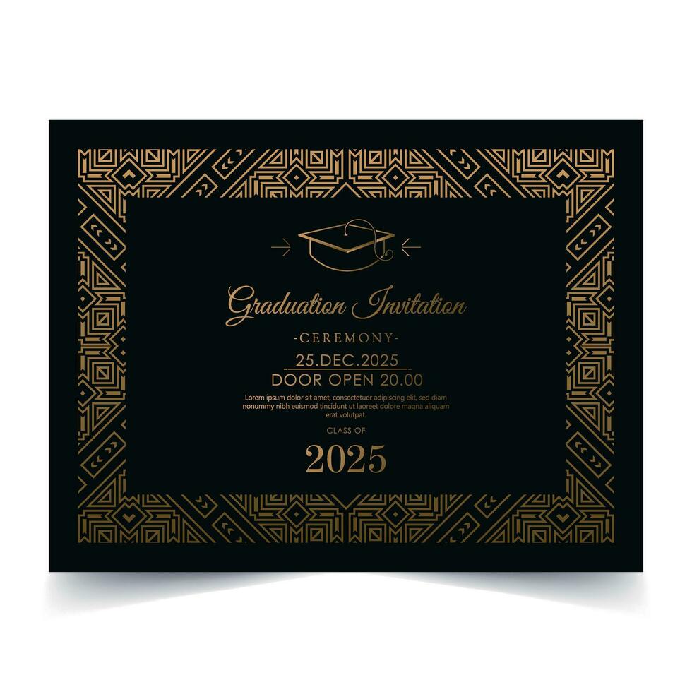 Elegant graduation invitation template with ornament vector