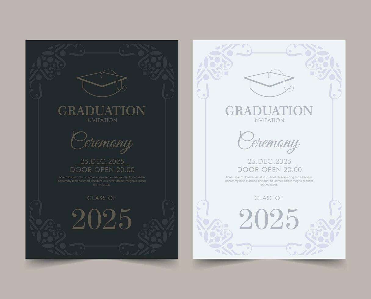 graduation invitation with ornament template vector