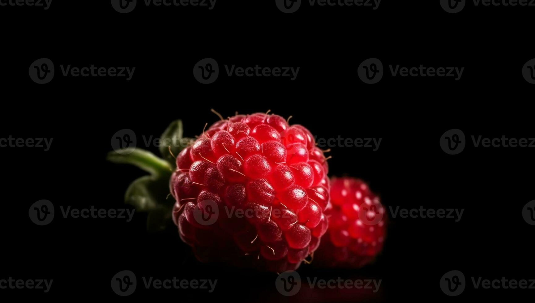 Vibrant red raspberries closeup. AI generated photo