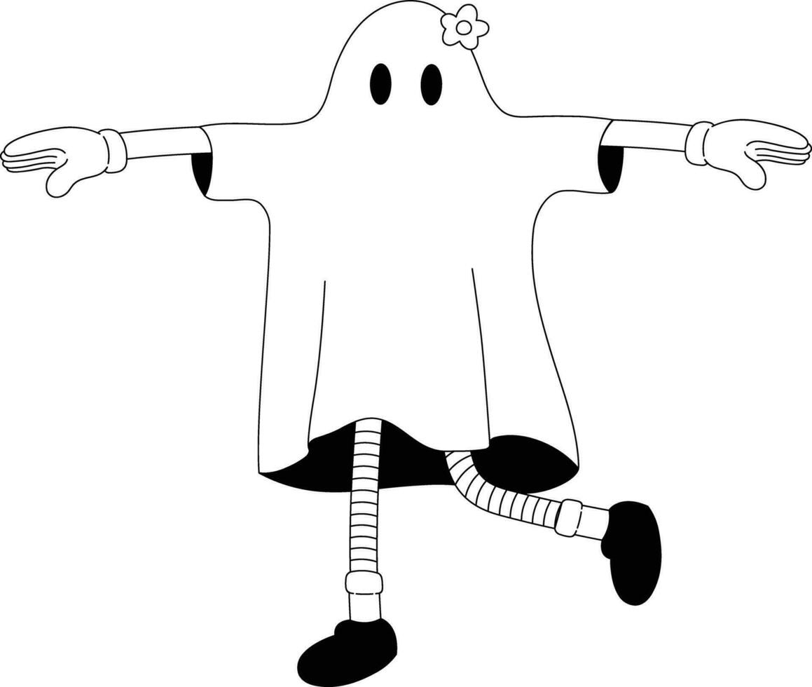 Retro Ghost Halloween Illustration Mascot Standing vector